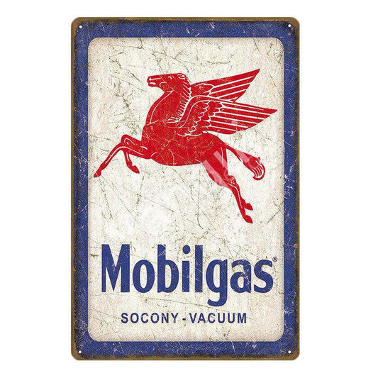 Mobilgas Socony-Vacuum Oil Mechanic Shop Art Metal Sign - Aesthetic Wall Decor