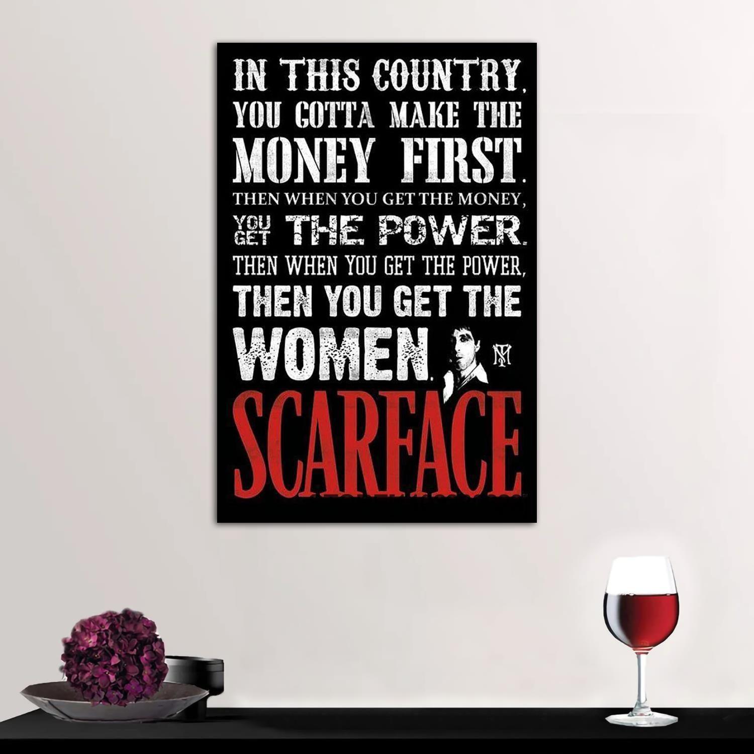 Money Power Women Scarface Movie Quote Wall Art Poster - Aesthetic Wall Decor