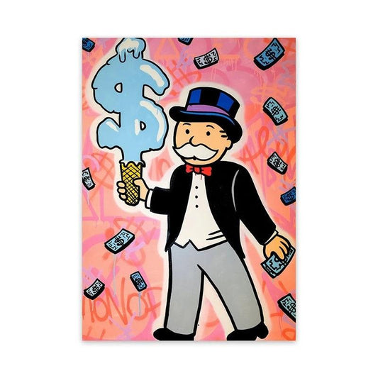 Monopoly Dollar Sign Ice Cream Graffiti Wall Art Poster - Aesthetic Wall Decor