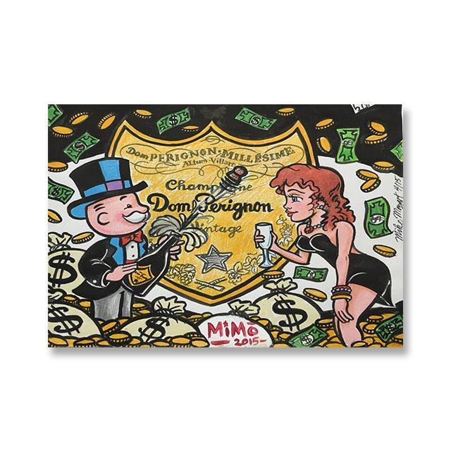 Monopoly Dom Perignon Champagne Street Art Poster - Aesthetic Wall Decor