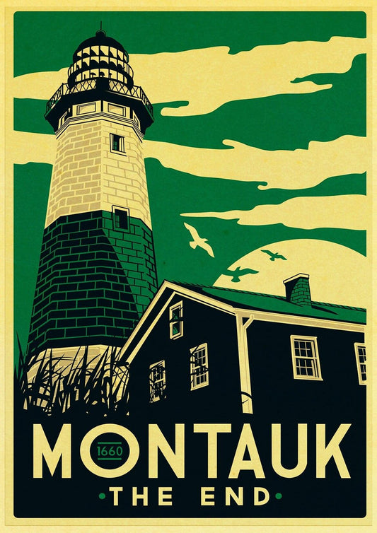 Montauk The End Travel Destination Wall Art Poster - Aesthetic Wall Decor