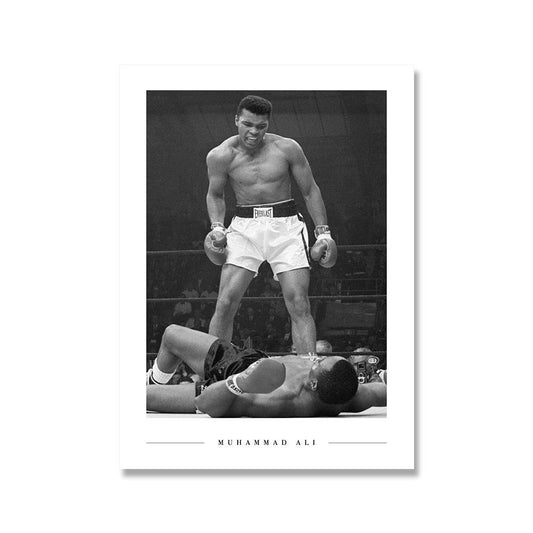 Muhammad Ali Vs. Sonny Liston Black and White Poster - Aesthetic Wall Decor