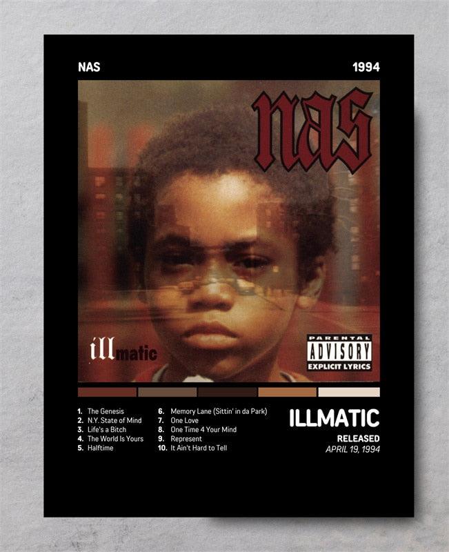 Nas Illmatic 90s Rap Music Album Cover Wall Art Poster - Aesthetic Wall Decor