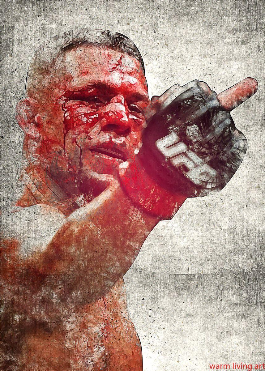 Nate Diaz Flipping the Bird UFC Wall Art Poster - Aesthetic Wall Decor