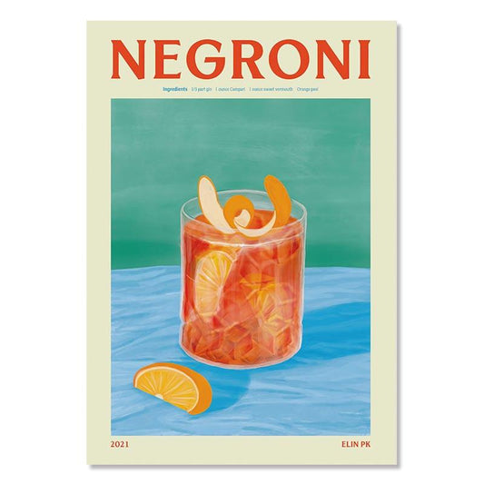 Negroni Cocktail Aesthetic Bar Wall Art Poster - Aesthetic Wall Decor
