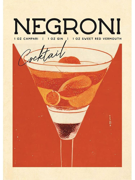 Negroni Recipe Cocktail Bar Poster - Aesthetic Wall Decor