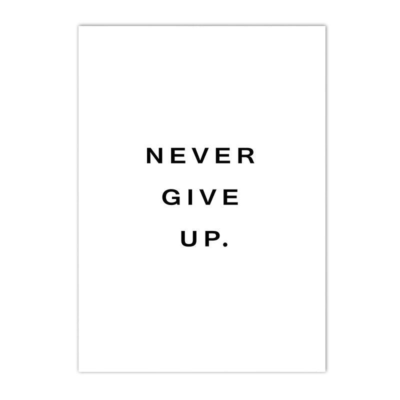 Never Give Up Motivational Phrase Poster - Aesthetic Wall Decor