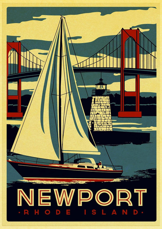 Newport Rhode Island Travel Destination Wall Art Poster - Aesthetic Wall Decor