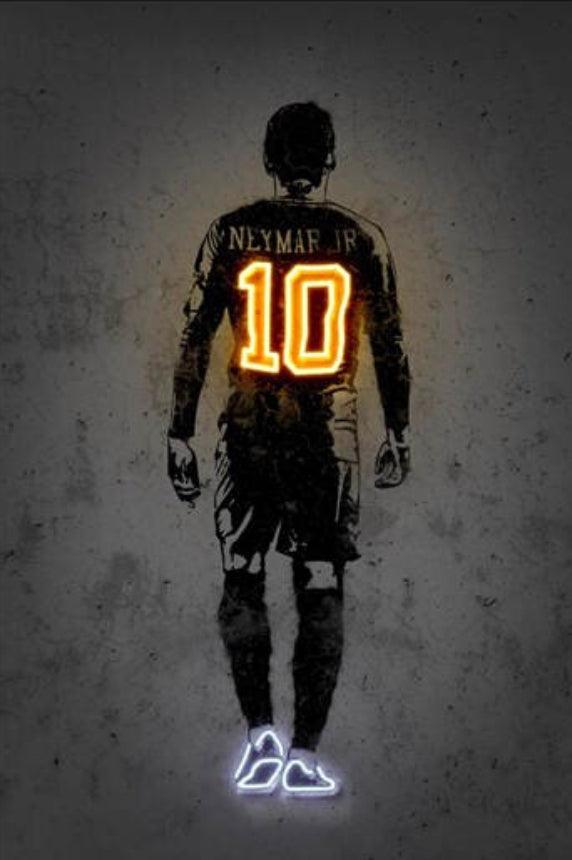 Neymar Neon Effect Soccer Wall Art Poster - Aesthetic Wall Decor