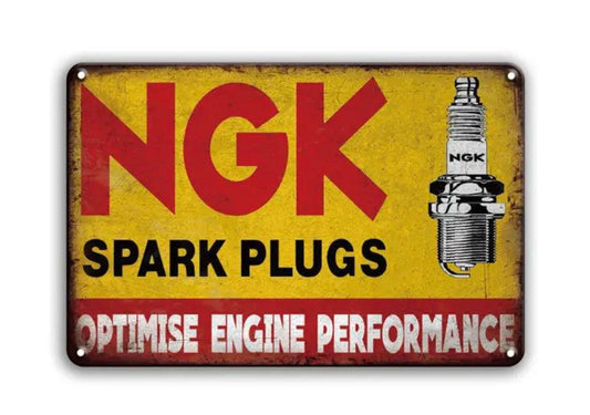 NGK Spark Plugs Optimize Engine Performance Metal Sign - Aesthetic Wall Decor