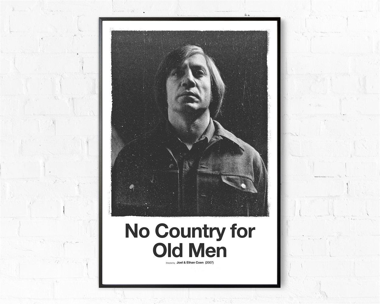 No Country For Old Men Black and White Minimalist Movie Poster - Aesthetic Wall Decor