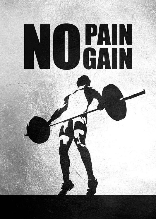 No Pain No Gain Motivational Workout Poster - Aesthetic Wall Decor