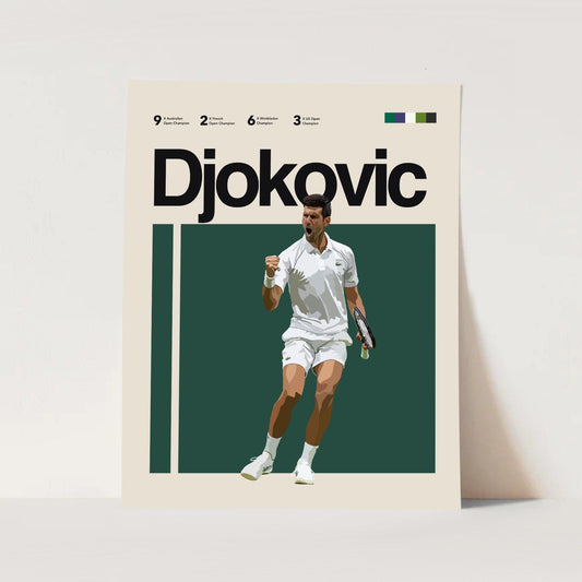 Novak Djokovic Tennis Athlete Sports Minimalist Wall Art Poster - Aesthetic Wall Decor