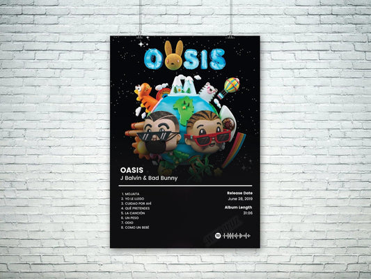 Oasis J. Balvin Bad Bunny Pop Star Music Album Cover Wall Art Poster - Aesthetic Wall Decor