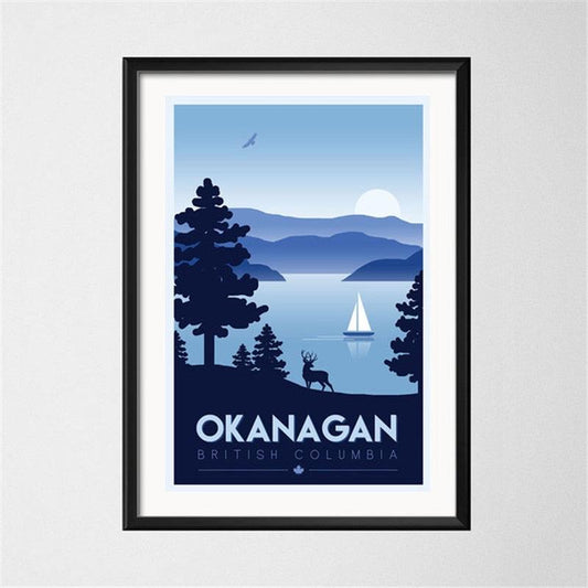 Okanagan British Columbia Canada Travel Designation Wall Art Poster - Aesthetic Wall Decor