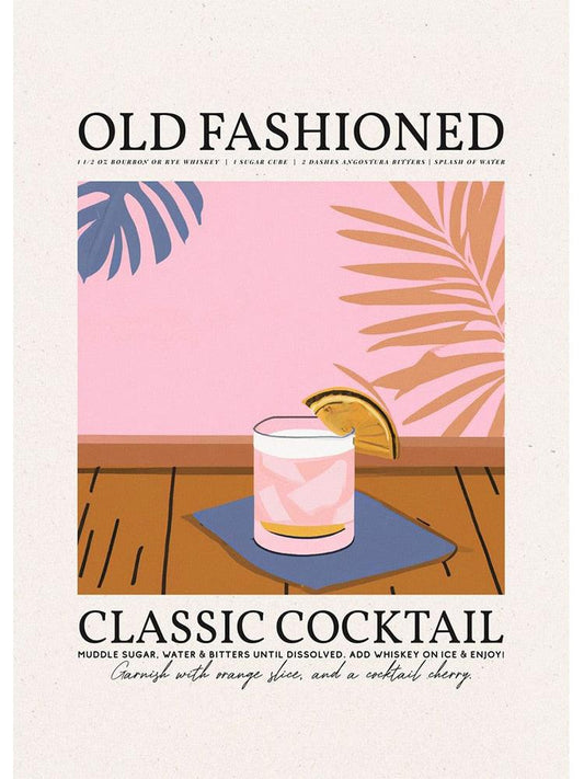 Old Fashioned Classic Cocktail Bar Poster - Aesthetic Wall Decor