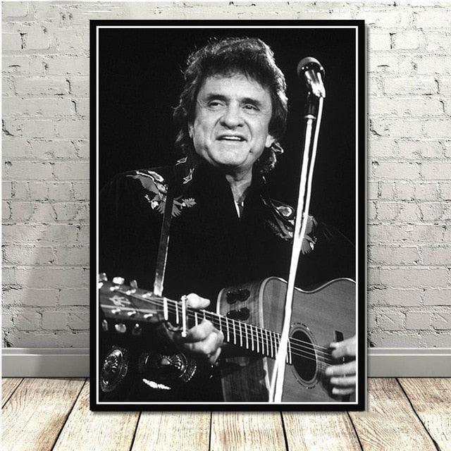 Old Johnny Cash Black White Poster - Aesthetic Wall Decor