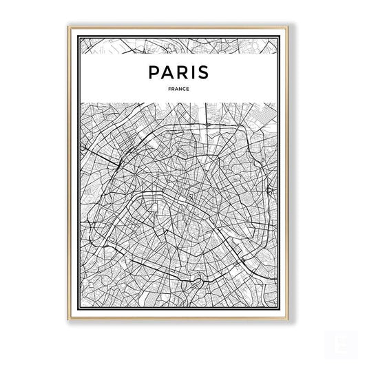 Paris Minimalist Map Wall Art Poster - Aesthetic Wall Decor