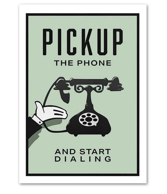 Pick Up The Phone And Stat Dialing Monopoly Style Motivational Entrepreneur Wall Art Poster - Aesthetic Wall Decor