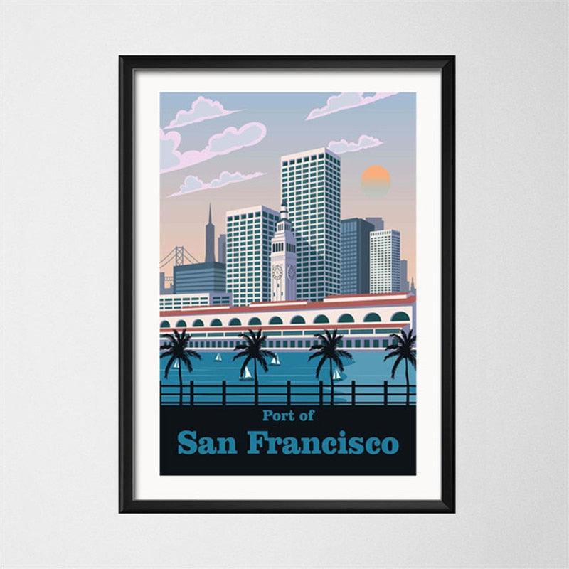 Port of San Francisco Travel Canvas Print Poster - Aesthetic Wall Decor