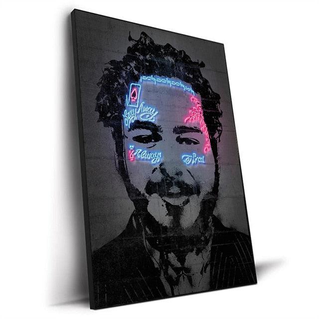 Post Malone Rap Abstract Neon Effect Wall Art Poster - Aesthetic Wall Decor