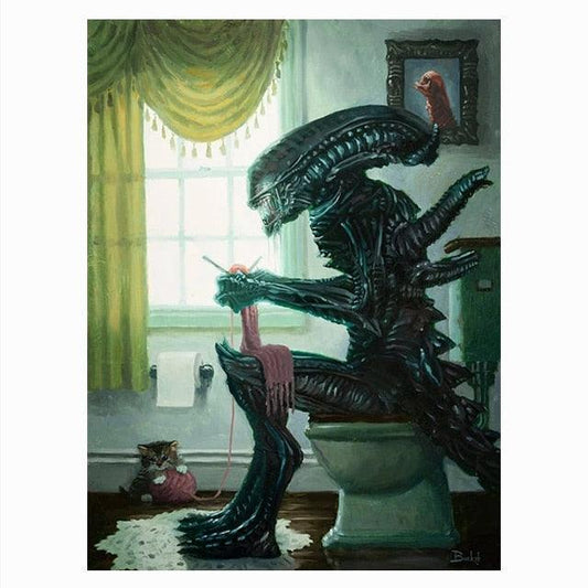 Predator Toilet Bathroom Poster - Aesthetic Wall Decor