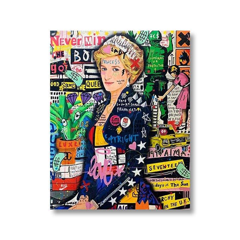 Princess Diana Pop Art Graffiti Wall Art Poster - Aesthetic Wall Decor