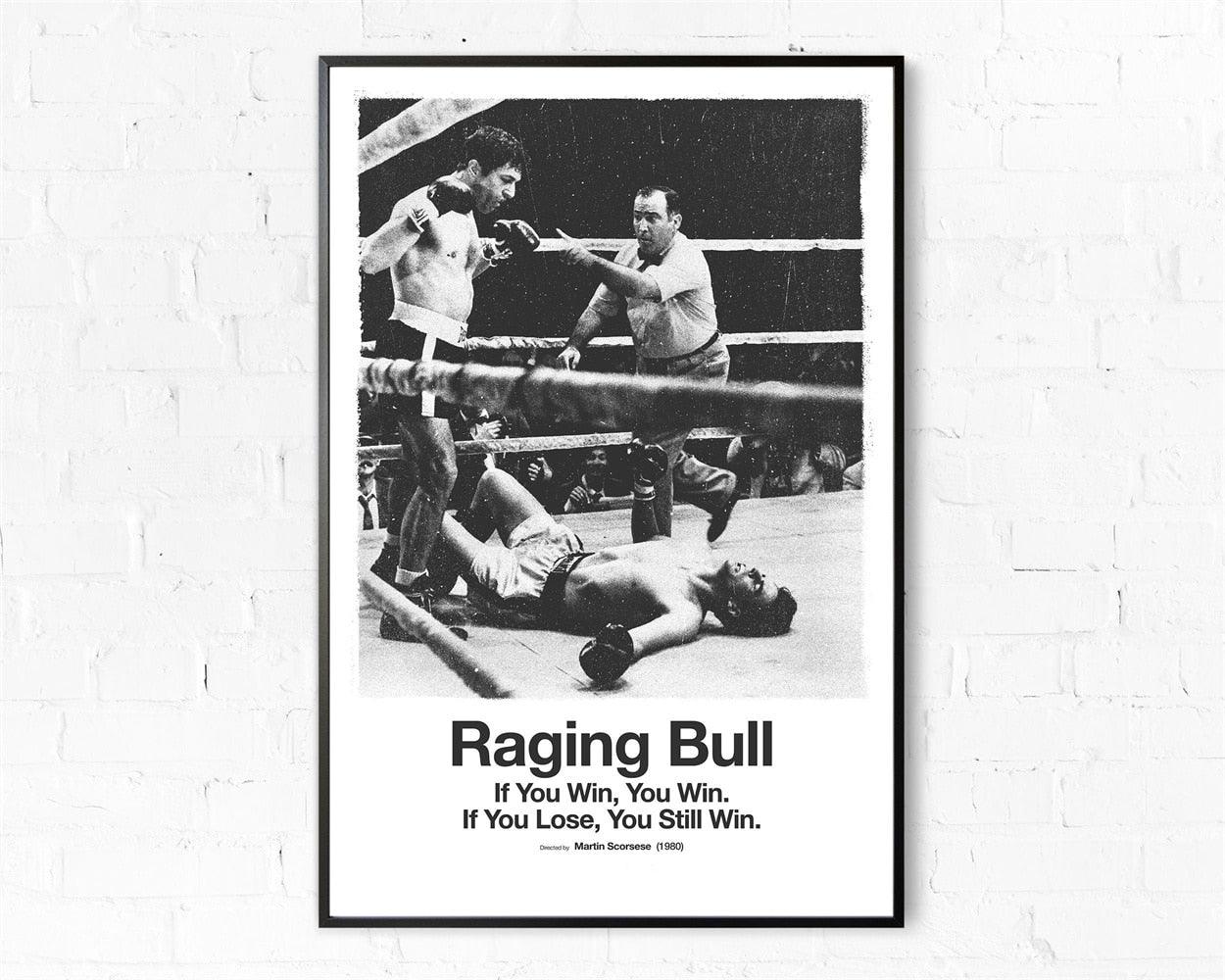 Raging Bull Black and White Minimalist Movie Poster - Aesthetic Wall Decor