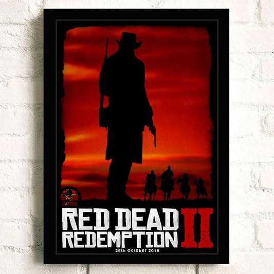 Red Dead Redemption II RDR2 Arthur Morgan Silhouette Wall Art Poster - Aesthetic Wall Decor