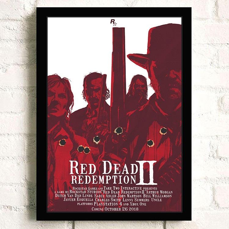 Red Dead Redemption II RDR2 Red White Video Game Wall Art Poster - Aesthetic Wall Decor