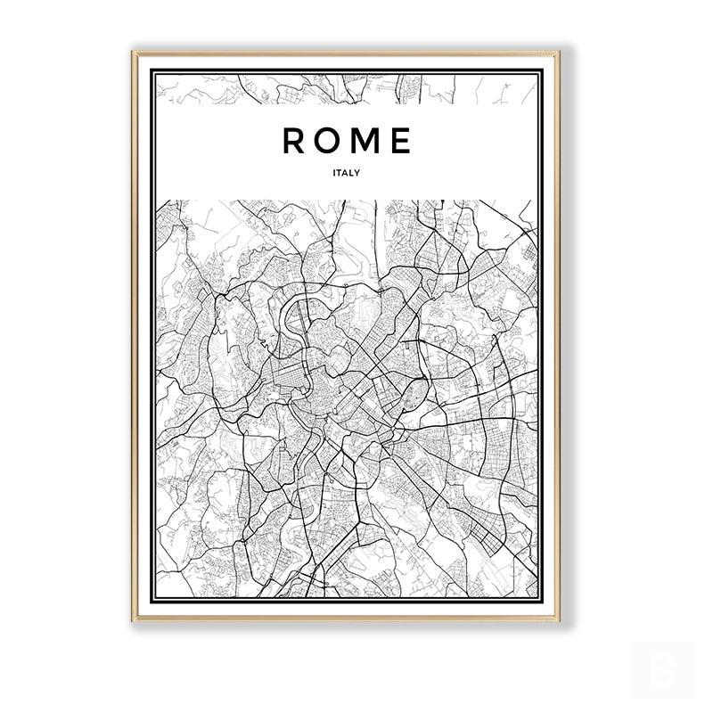 Rome Italy Minimalist Map Wall Art Poster - Aesthetic Wall Decor