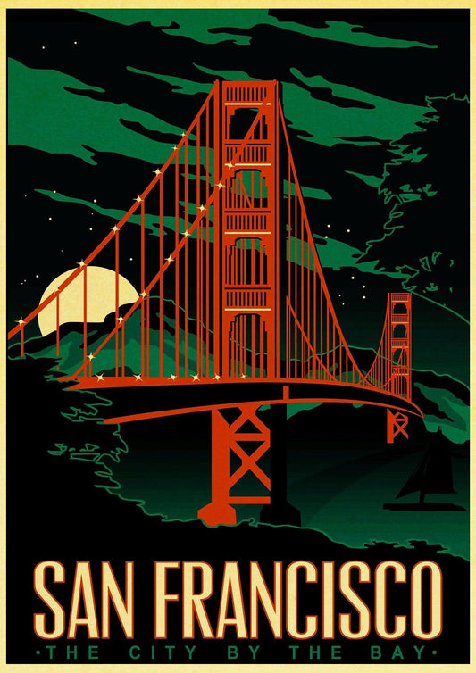 San Francisco Golden Gate Bridge Travel Destination Wall Art Poster - Aesthetic Wall Decor