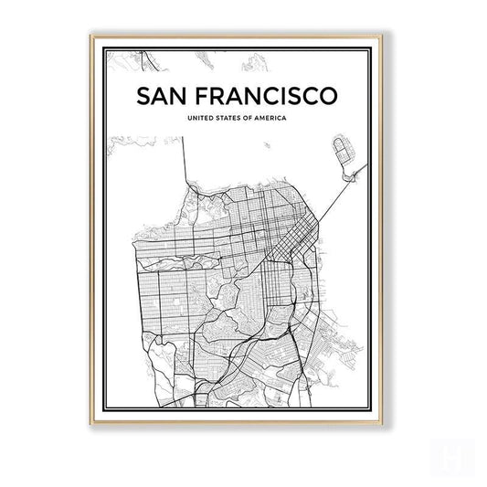 San Francisco Minimalist Map Destination Wall Art Poster - Aesthetic Wall Decor