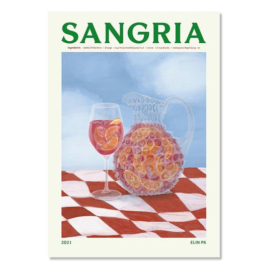 Sangria Cocktail Bar Wall Art Poster - Aesthetic Wall Decor