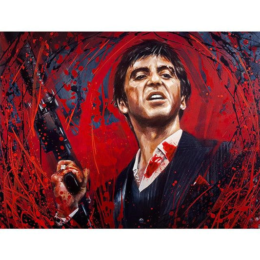 Scarface Final Scene Red Movie Painting Poster - Aesthetic Wall Decor