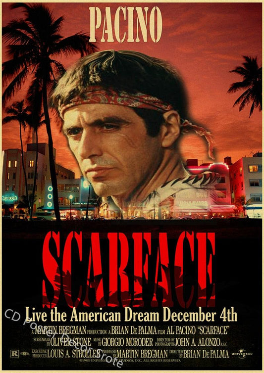 Scarface Live the American Dream Movie Wall Art Poster - Aesthetic Wall Decor