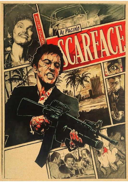 Scarface Movie Wall Art Comic Style Poster - Aesthetic Wall Decor