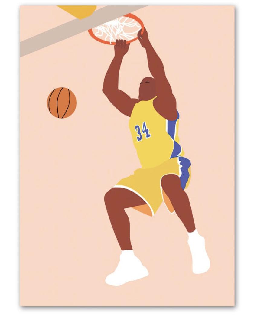 Shaq NBA Legend Dunk Faceless Minimalist NBA Wall Art Poster - Aesthetic Wall Decor