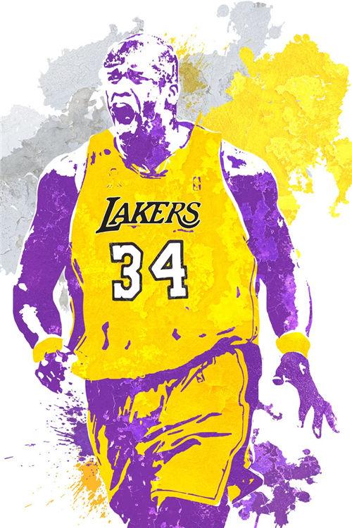 Shaquille O'Neal Lakers Painting NBA Shaq Wall Art Poster - Aesthetic Wall Decor