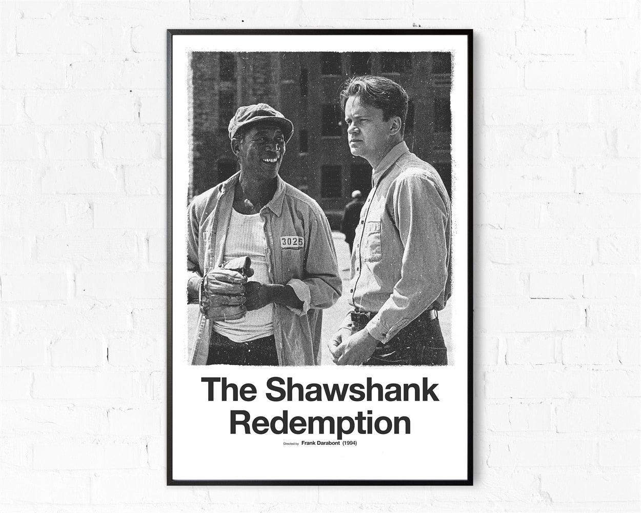 Shawshank Redemption Black and White Minimalist Movie Poster - Aesthetic Wall Decor