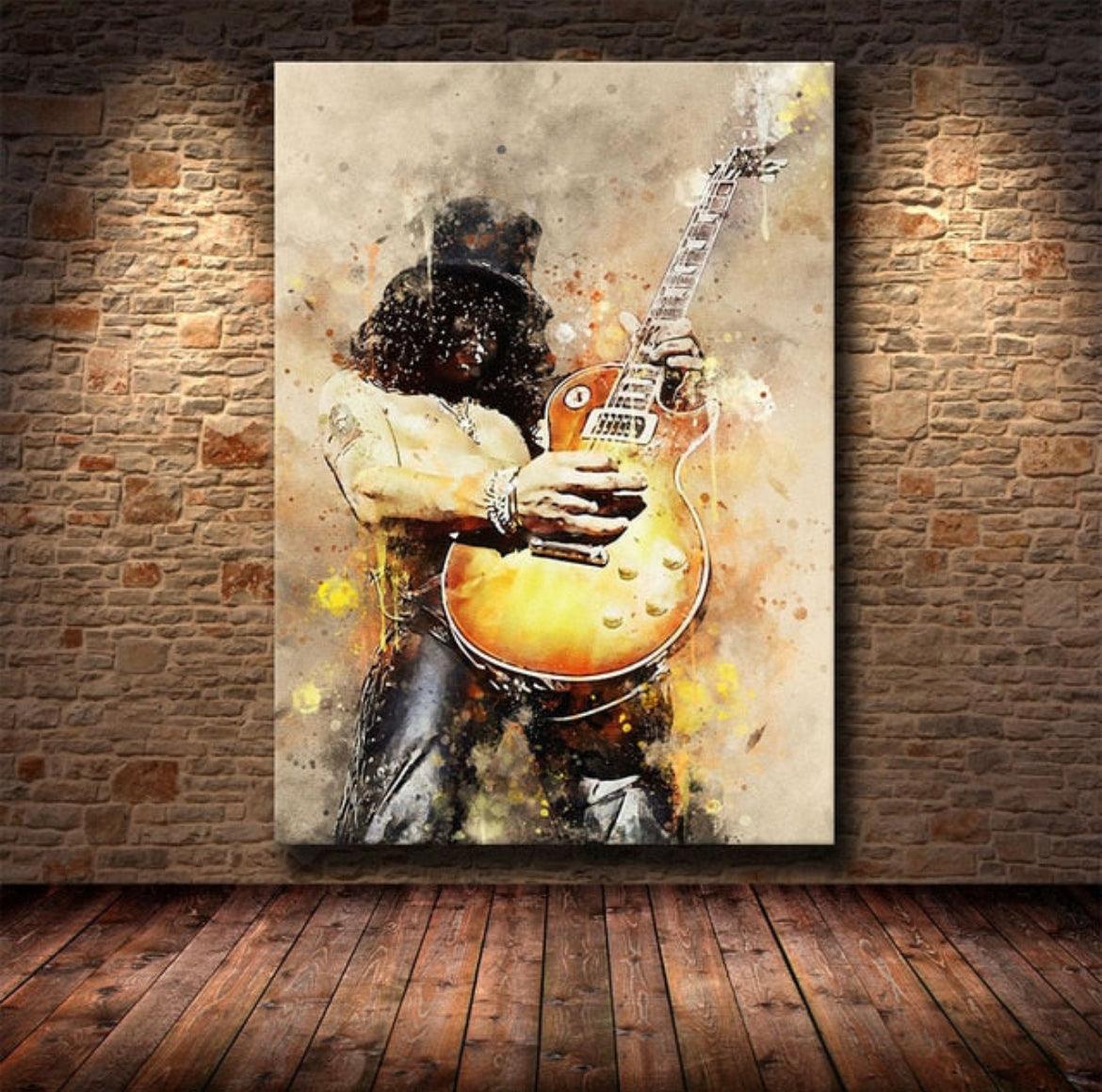 Slash Guns N' Roses Rock Star Splatter Painting Poster - Aesthetic Wall Decor