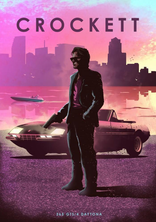 Sonny Crockett Miami Vice Ferrari Daytona Car Legend Poster - Aesthetic Wall Decor