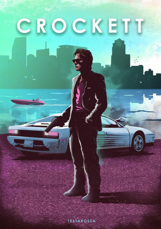 Sonny Crockett Miami Vice Ferrari Testarossa Car Legends Poster - Aesthetic Wall Decor