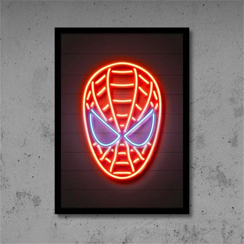 Spiderman Superhero Marvel Neon Effect Poster - Aesthetic Wall Decor