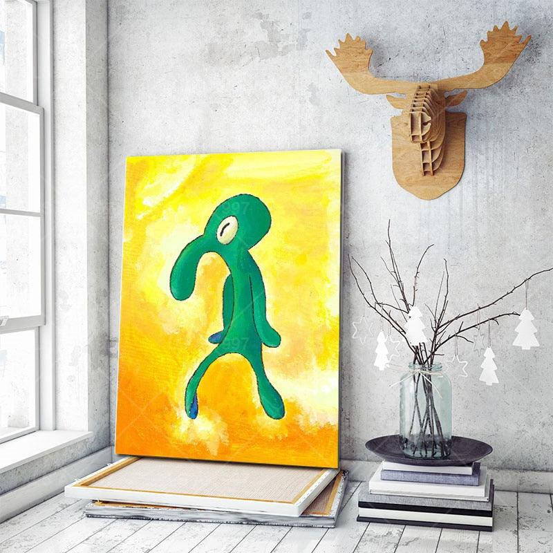 Spongebob Squidward Bold And Brash Gallery Art Painting Poster - Aesthetic Wall Decor