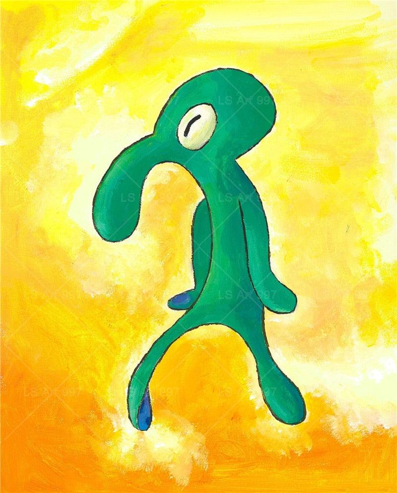 Spongebob Squidward Bold And Brash Gallery Art Painting Poster - Aesthetic Wall Decor