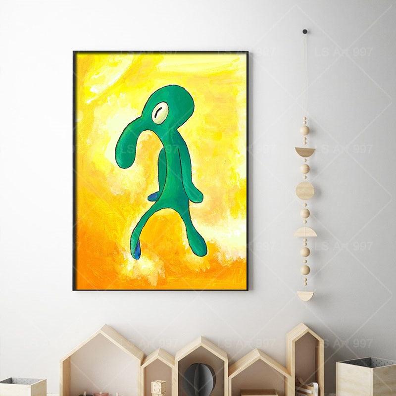 Spongebob Squidward Bold And Brash Gallery Art Painting Poster - Aesthetic Wall Decor