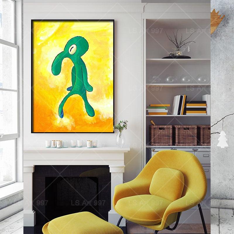 Spongebob Squidward Bold And Brash Gallery Art Painting Poster - Aesthetic Wall Decor