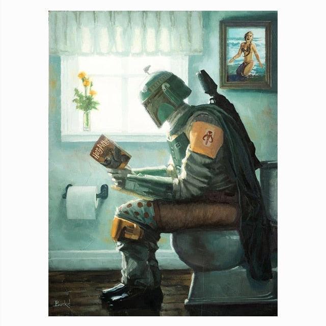 Starwars Mandalorian Boba Fett Toilet Bathroom Poster - Aesthetic Wall Decor