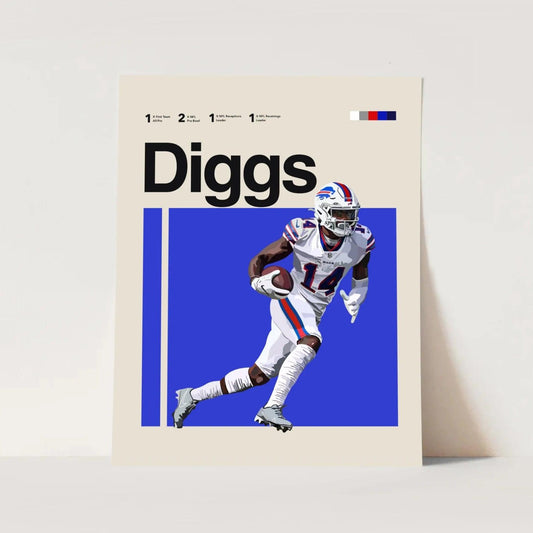 Stefon Diggs Bills NFL Football Sports Minimalist Wall Art Poster - Aesthetic Wall Decor